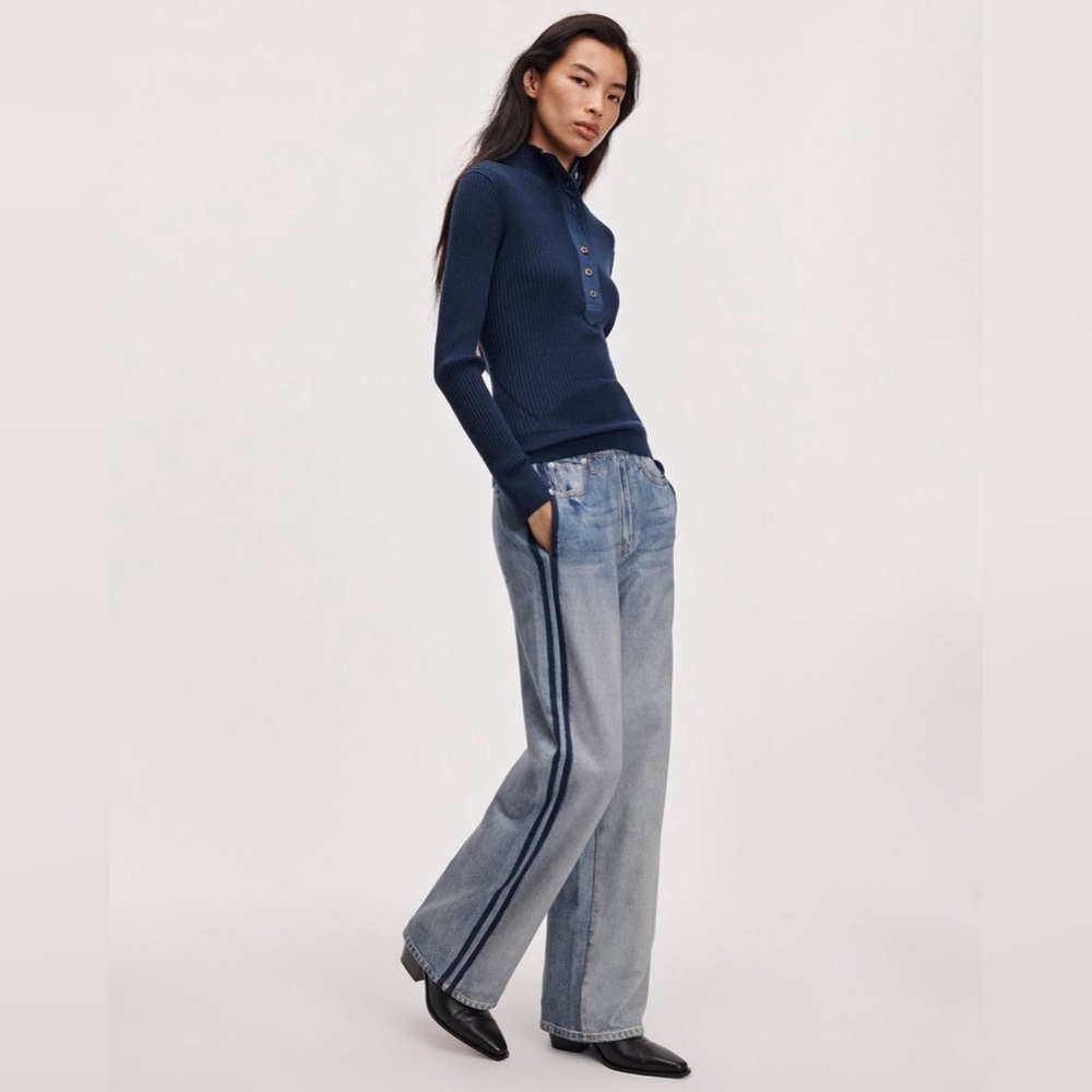 NWT Rag & Bone Miramar Wide-Leg Track Pant in Coney